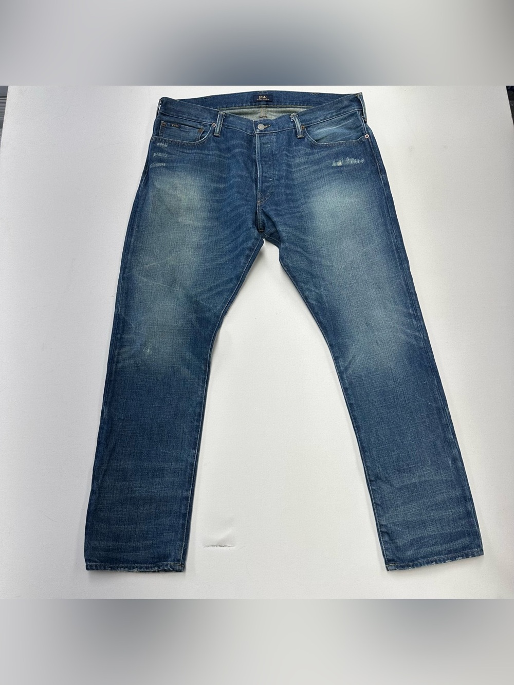 Polo Ralph Lauren Sullivan Slim Dark Wash Blue Denim Jeans Button Fly Mens 38x32